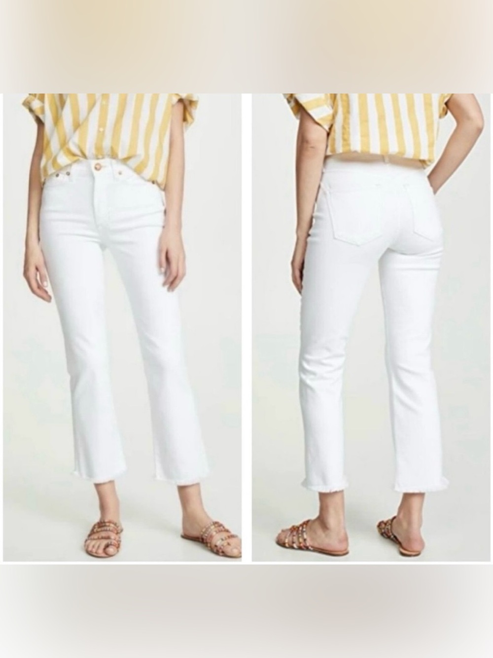 AYR The Pop Jeans High Waisted White Tile Salt Water Sz 27S Ankle Straight